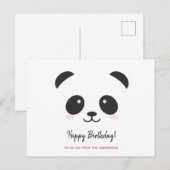 かわいいパンダ 黒 白 誕生日名入れ ポストカード (正面/裏面)