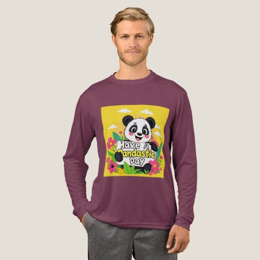 かわいいパンダ「Have A Pandastic Day」 トライブレンドＴシャツ (正面全体)