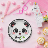 かわいいパンダ「Stay Cute」紙皿 ペーパープレート (パーティー)