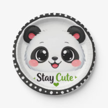 かわいいパンダ「Stay Cute」紙皿