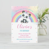 かわいいパンドラ(PANDA)パンダのレインボーバースデーパーティー 招待状 (スタンド正面)