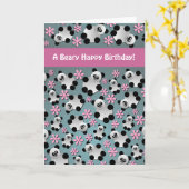 かわいいパンドラ(PANDAS)と花誕生日カード カード (黄色い花)