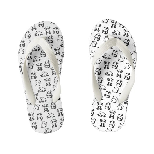 かわいいパンドラ(PANDAS)のパターン キッズビーチサンダル (フットベッド)