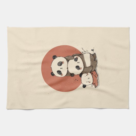 かわいいパンドラ(PANDAS)デザイン キッチンタオル (横)