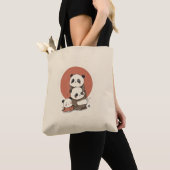 かわいいパンドラ(PANDAS)デザイン トートバッグ (クローズアップ)