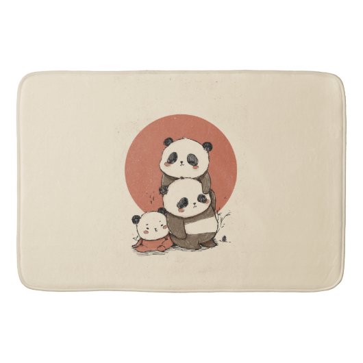 かわいいパンドラ(PANDAS)デザイン バスマット (正面)
