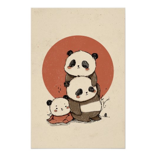 かわいいパンドラ(PANDAS)デザイン ポスター (正面)