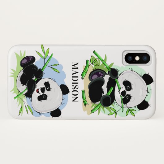 かわいいパンドラ(PANDAS)名前をカスタムするの電話ケース Case-Mate iPhoneケース (裏面(横))