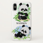 かわいいパンドラ(PANDAS)名前をカスタムするの電話ケース Case-Mate iPhoneケース (裏面)