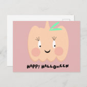 かわいいパンプキンがいじらしい文字 ハッピー ハロウィン ポストカード (正面/裏面)