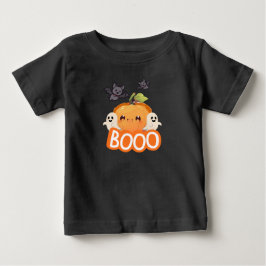 かわいいパンプキンゴースト BOOO ハロウィンTシャツ ベビーTシャツ