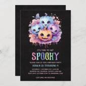 かわいいパンプキンスハロウィンバースデーパーティー 招待状 (正面/裏面)