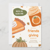 かわいいパンプキンパイとカプケーキのフレンドズギビング 招待状 (正面)
