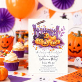 かわいいパンプキンパッチ黒猫ハロウィンパーティー 招待状
