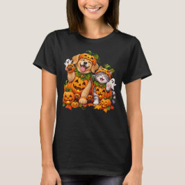 かわいいパンプキンパルズ 犬 猫 ハロウィン Tシャツ