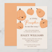 かわいいパンプキン 秋の男女兼用ベビーシャワー 招待状 (正面/裏面)