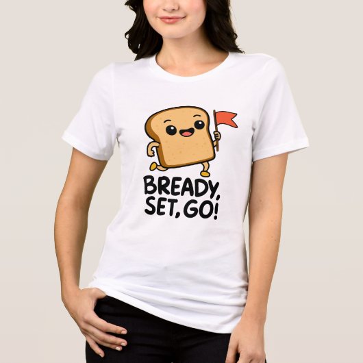 かわいいパン切り漫画 – "Bready, Set, Go!" トライブレンドTシャツ (正面)