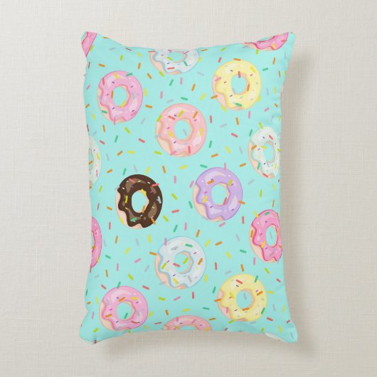 かわいいパン屋さん振りかけるドーナツ柄 アクセントクッション (正面(垂直))