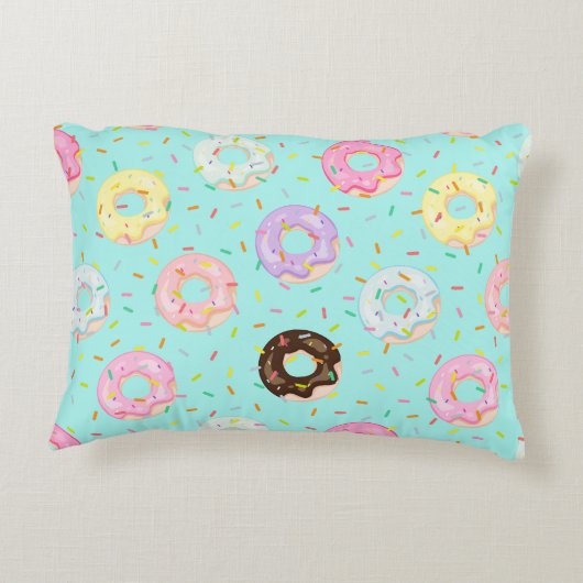 かわいいパン屋さん振りかけるドーナツ柄 アクセントクッション (裏面)