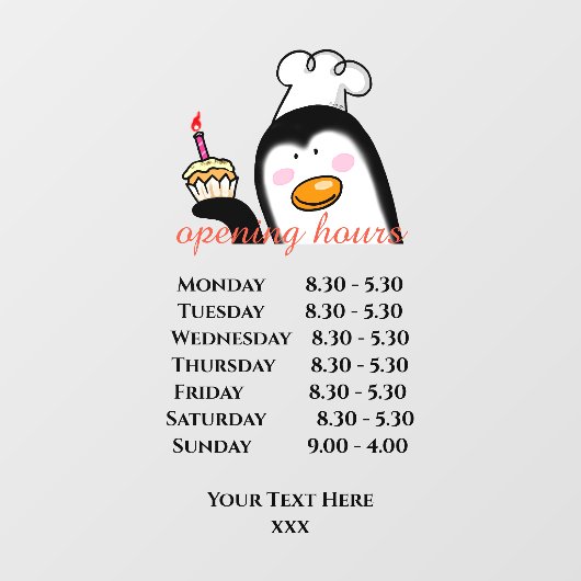 かわいいパン屋の開店時間が迫る ウィンドウサイン (シート)