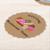 かわいいパン屋ウェルカムドーパーソナライズされたナツ ペーパーコースター (アングル)