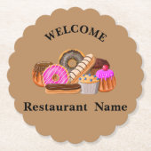 かわいいパン屋ウェルカムドーパーソナライズされたナツ ペーパーコースター (正面)