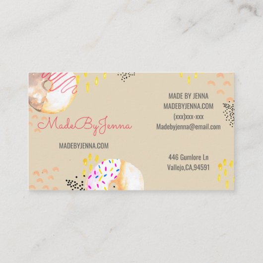 かわいいパン屋ドーナツ食糧名刺 名刺 (裏面)