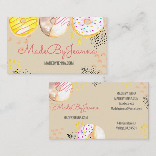 かわいいパン屋ドーナツ食糧名刺 名刺 (正面/裏面)