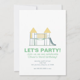 かわいいパークジャングルジム誕生日パーティー 招待状