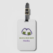 かわいいパーソナライズされたおにぎり荷札 ラゲッジタグ (正面縦)