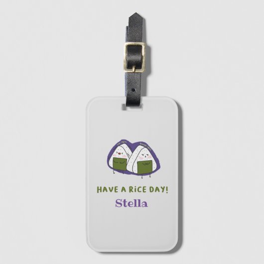かわいいパーソナライズされたおにぎり荷札 ラゲッジタグ (正面縦)