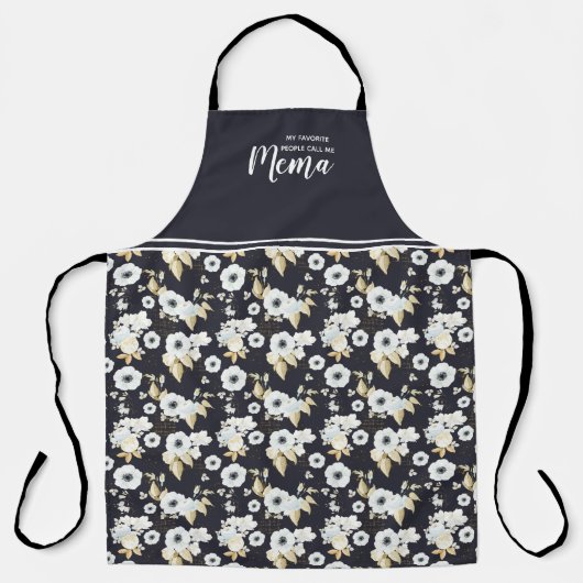 かわいいパーソナライズされたおばあちゃんフローラエプロン エプロン (正面)