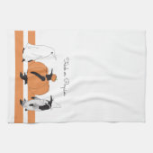 かわいいパーソナライズされたかぼちゃペンギンおかしなハロウィーン キッチンタオル (横)