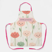 かわいいパーソナライズされたかわいいパステル微笑み花 エプロン (正面)