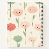 かわいいパーソナライズされたかわいいパステル微笑み花 ノートブック (裏面)