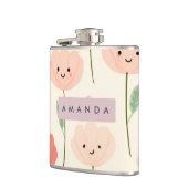 かわいいパーソナライズされたかわいいパステル微笑み花 フラスク (左)