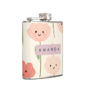 かわいいパーソナライズされたかわいいパステル微笑み花 フラスク (右)