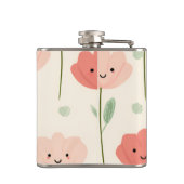 かわいいパーソナライズされたかわいいパステル微笑み花 フラスク (裏面)