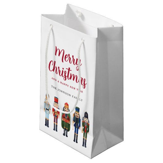 かわいいパーソナライズされたくるみ割りクリスマス スモールペーパーバッグ (正面アングル)