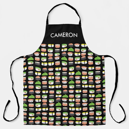 かわいいパーソナライズされたすしかわいいイラストレーション エプロン (正面)
