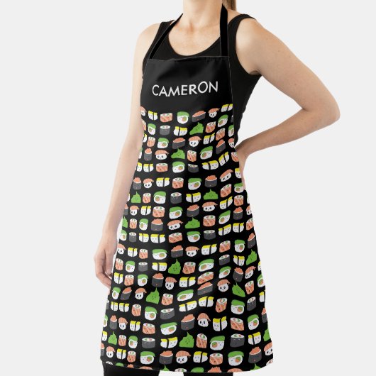 かわいいパーソナライズされたすしかわいいイラストレーション エプロン (インサイチュ)
