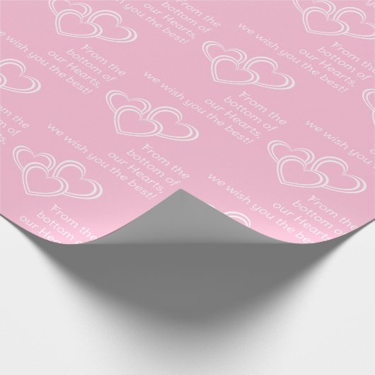 かわいいパーソナライズされたとおもしろいピンクのハートパターンを望む ラッピングペーパー (角)