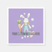 かわいいパーソナライズされたぬいぐるみバニー スタンダードカクテルナプキン (正面)