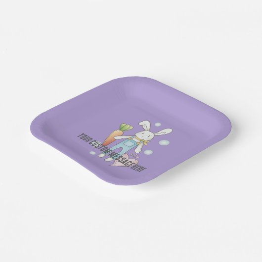 かわいいパーソナライズされたぬいぐるみバニー ペーパープレート (傾斜あり)