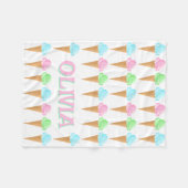 かわいいパーソナライズされたアイスクリームコーンのパターン フリースブランケット (正面(横))