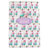 かわいいパーソナライズされたアイスポップ夏誕生日女子 ミディアムペーパーバッグ (正面)