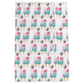 かわいいパーソナライズされたアイスポップ夏誕生日女子 ミディアムペーパーバッグ (裏面)