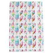 かわいいパーソナライズされたアイスポップ夏誕生日女子 ミディアムペーパーバッグ (裏面)