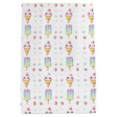 かわいいパーソナライズされたアイスポップ夏誕生日女子 ミディアムペーパーバッグ (裏面)