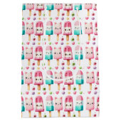 かわいいパーソナライズされたアイスポップ夏誕生日女子 ミディアムペーパーバッグ (裏面)